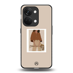 beige brown young lady art back phone cover | glass case for oneplus nord 3
