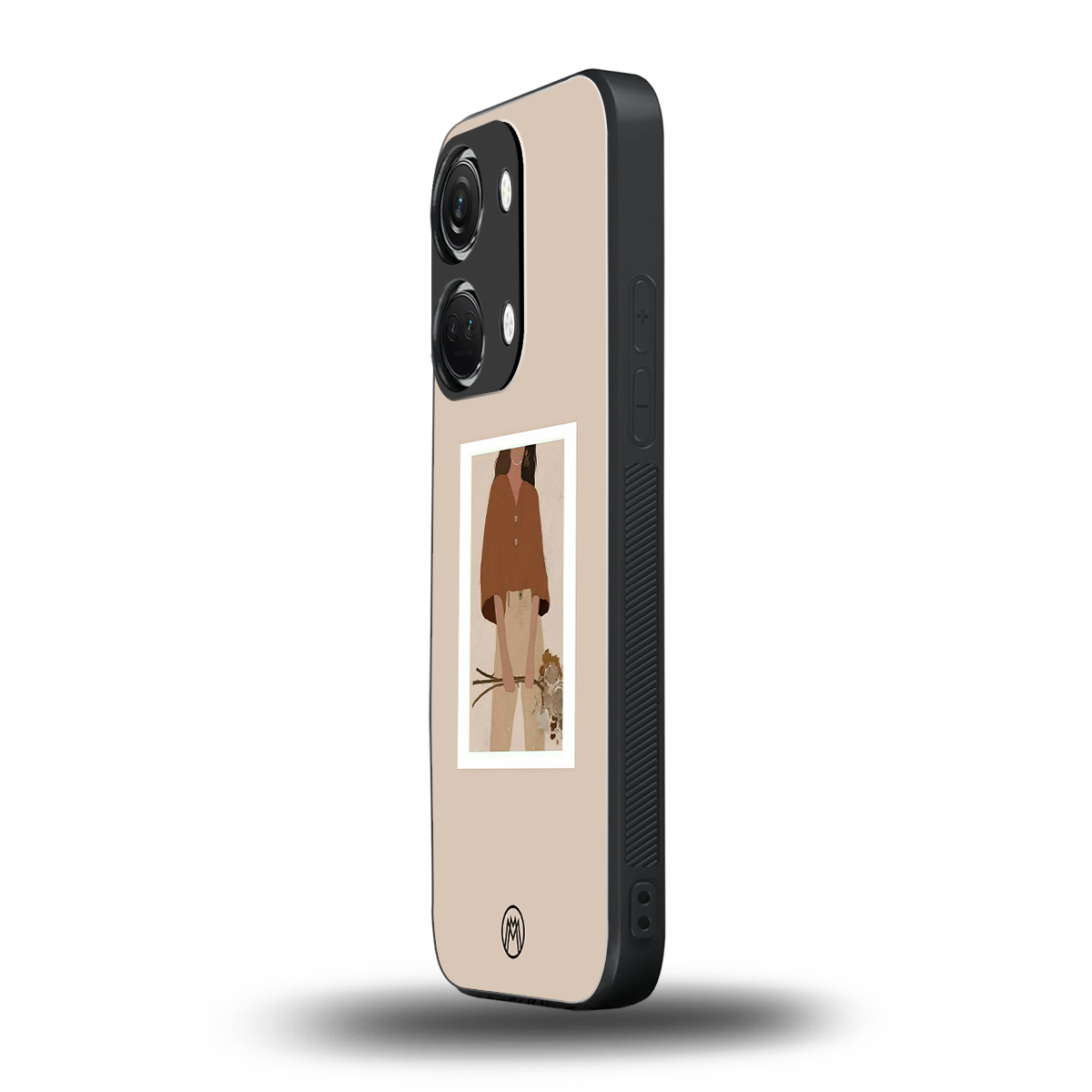 beige brown young lady art back phone cover | glass case for oneplus nord 3