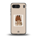 beige brown young lady art back phone cover | glass case for oneplus nord 4