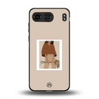 beige brown young lady art back phone cover | glass case for oneplus nord 4