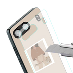 beige brown young lady art back phone cover | glass case for oneplus nord 4