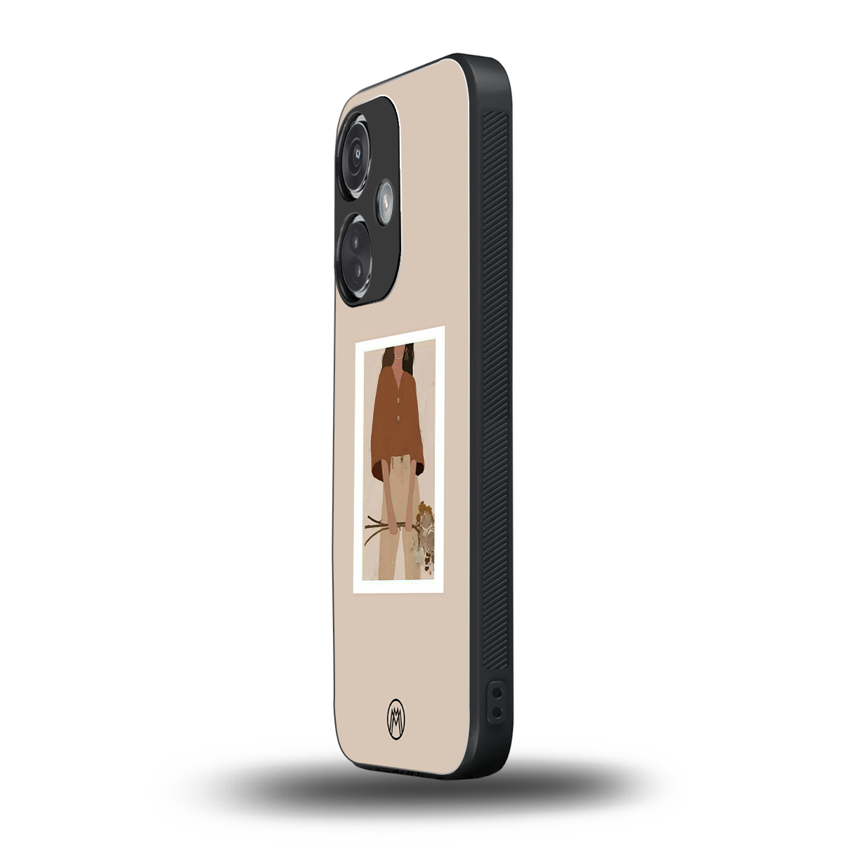 beige brown young lady art back phone cover | glass case for oneplus nord ce 3