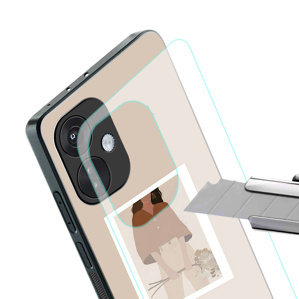 beige brown young lady art back phone cover | glass case for oneplus nord ce 3