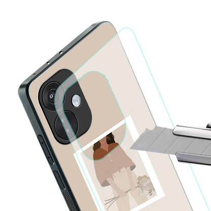 beige brown young lady art back phone cover | glass case for oneplus nord ce 3