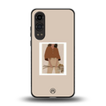 beige brown young lady art back phone cover | glass case for oneplus nord ce 4 lite