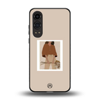 beige brown young lady art back phone cover | glass case for oneplus nord ce 4 lite