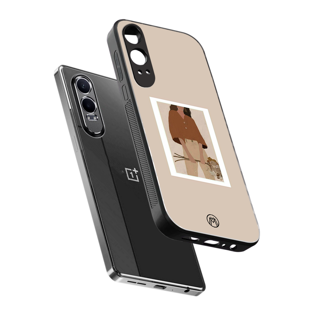 beige brown young lady art back phone cover | glass case for oneplus nord ce 4 lite