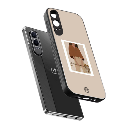 beige brown young lady art back phone cover | glass case for oneplus nord ce 4 lite