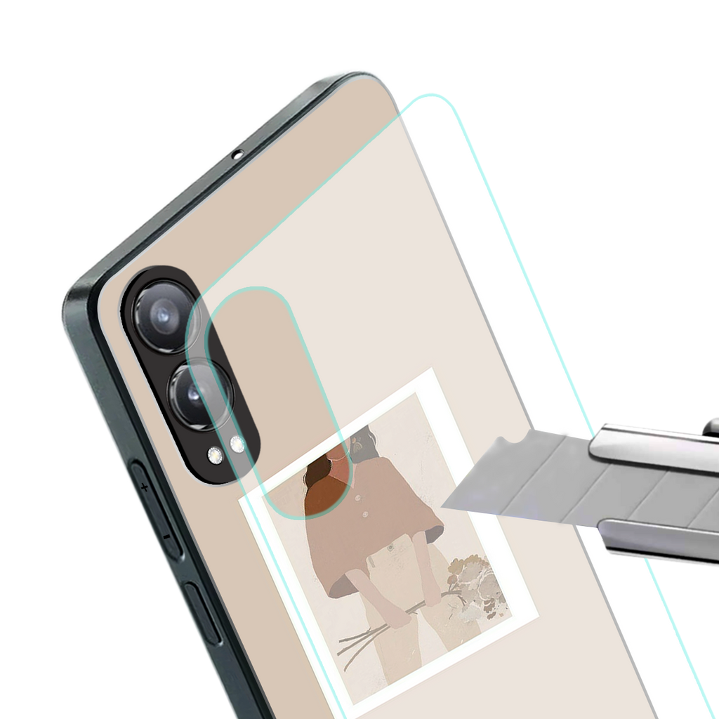 beige brown young lady art back phone cover | glass case for oneplus nord ce 4 lite