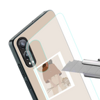 beige brown young lady art back phone cover | glass case for oneplus nord ce 4 lite