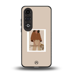 beige brown young lady art back phone cover | glass case for oneplus nord ce 4