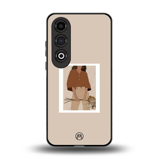 beige brown young lady art back phone cover | glass case for oneplus nord ce 4