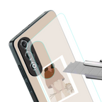 beige brown young lady art back phone cover | glass case for oneplus nord ce 4