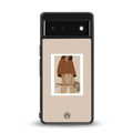 beige brown young lady art back phone cover | glass case for google pixel 6