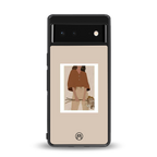 beige brown young lady art back phone cover | glass case for Google Pixel 6A