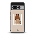 beige brown young lady art back phone cover | glass case for google pixel 7 pro