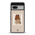 beige brown young lady art back phone cover | glass case for Google Pixel 7