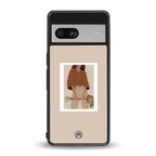 beige brown young lady art back phone cover | glass case for Google Pixel 7