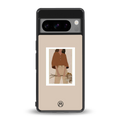 beige brown young lady art back phone cover | glass case for google pixel 8 pro