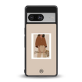 beige brown young lady art back phone cover | glass case for Google Pixel 8