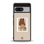 beige brown young lady art back phone cover | glass case for Google Pixel 8