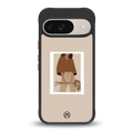 beige brown young lady art back phone cover | glass case for google pixel 9