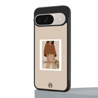 beige brown young lady art back phone cover | glass case for google pixel 9