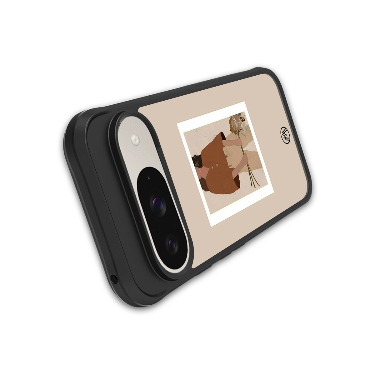beige brown young lady art back phone cover | glass case for google pixel 9