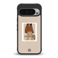 beige brown young lady art back phone cover | glass case for google pixel 9 pro