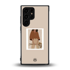 beige brown young lady art back phone cover | glass case for samsung galaxy s24 ultra