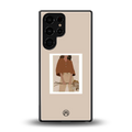 beige brown young lady art back phone cover | glass case for samsung galaxy s25 ultra