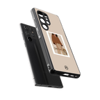 beige brown young lady art back phone cover | glass case for samsung galaxy s25 ultra