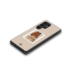 beige brown young lady art back phone cover | glass case for samsung galaxy s25 ultra