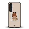 beige brown young lady art back phone cover | glass case for samsung galaxy s24
