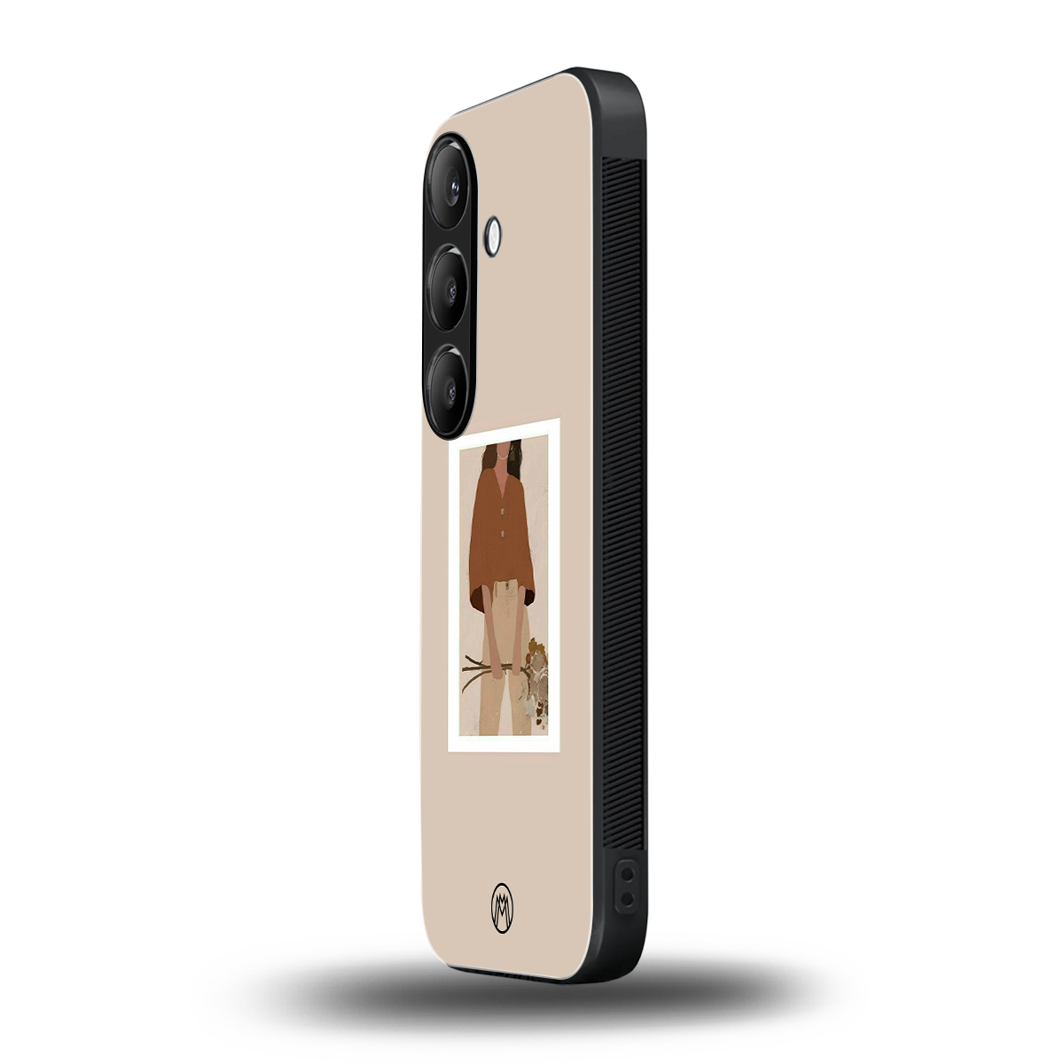 beige brown young lady art back phone cover | glass case for samsung galaxy s24 plus