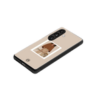 beige brown young lady art back phone cover | glass case for samsung galaxy s25