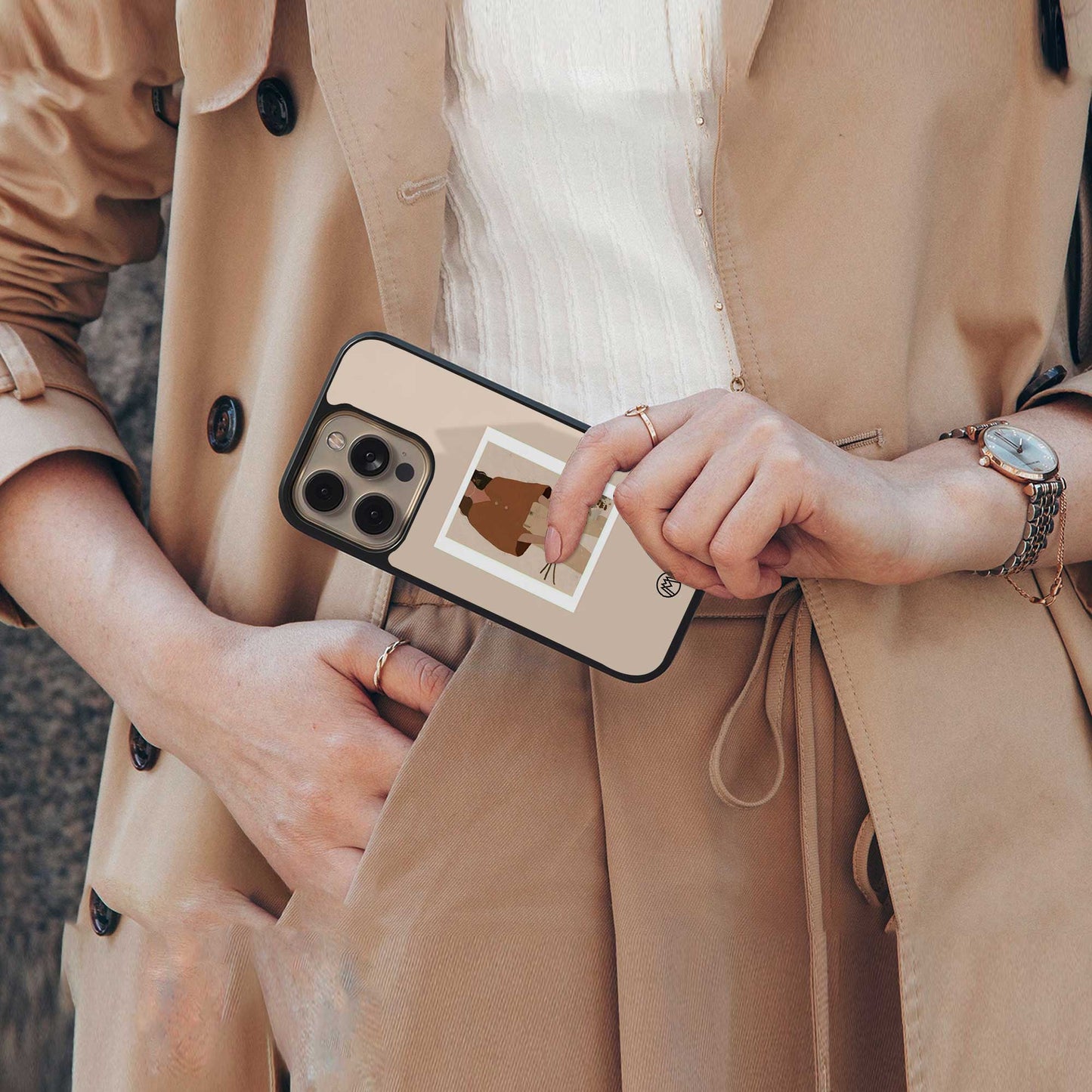 beige brown young lady art back phone cover | glass case for samsung galaxy s24 ultra
