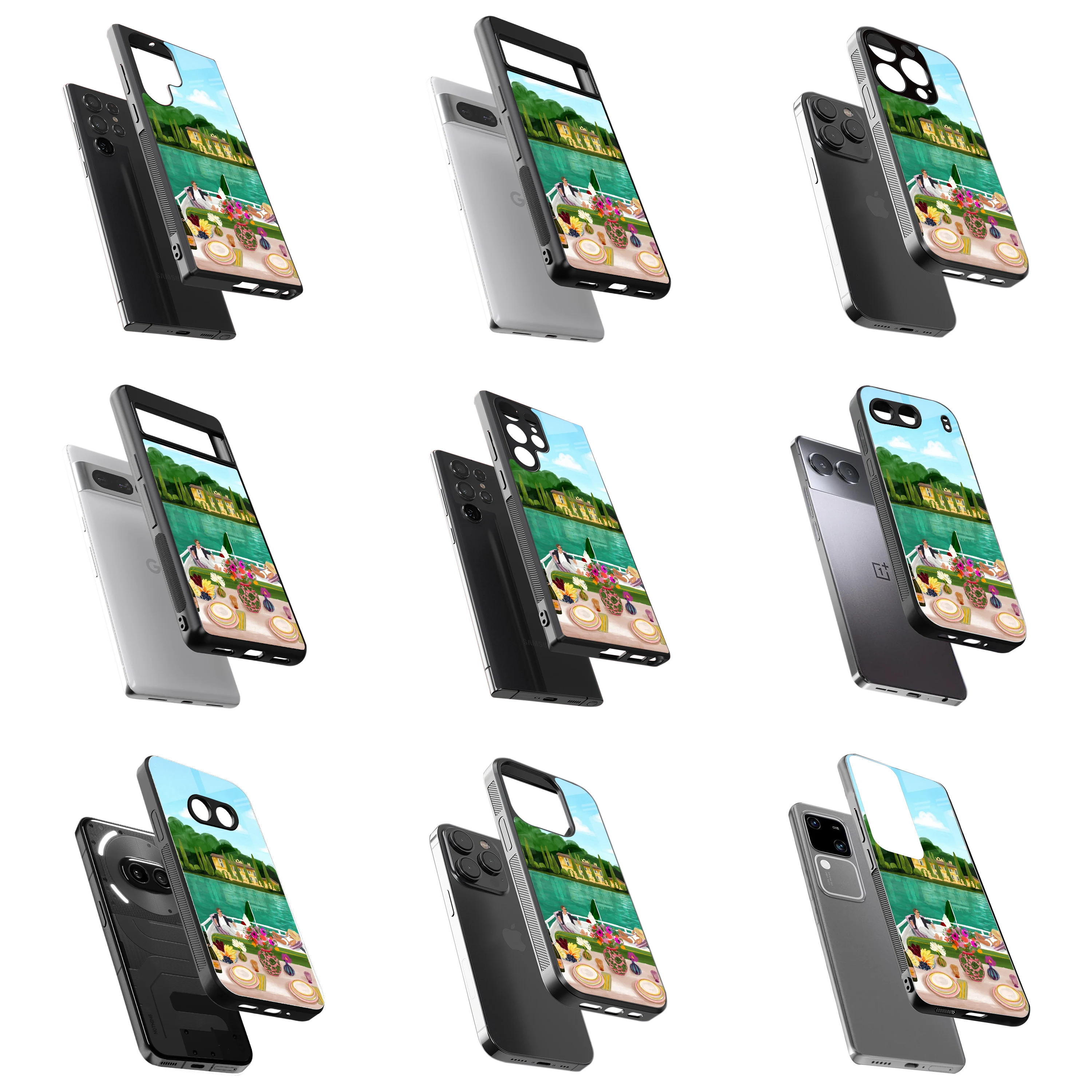 Durable Glass Back Mobile Case for iPhone, Samsung, OnePlus, Google Pixel, Redmi, Vivo, Oppo
