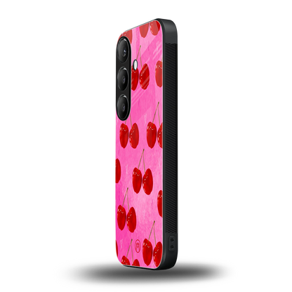 berry blush back phone cover | glass case for samsung galaxy s24 fe