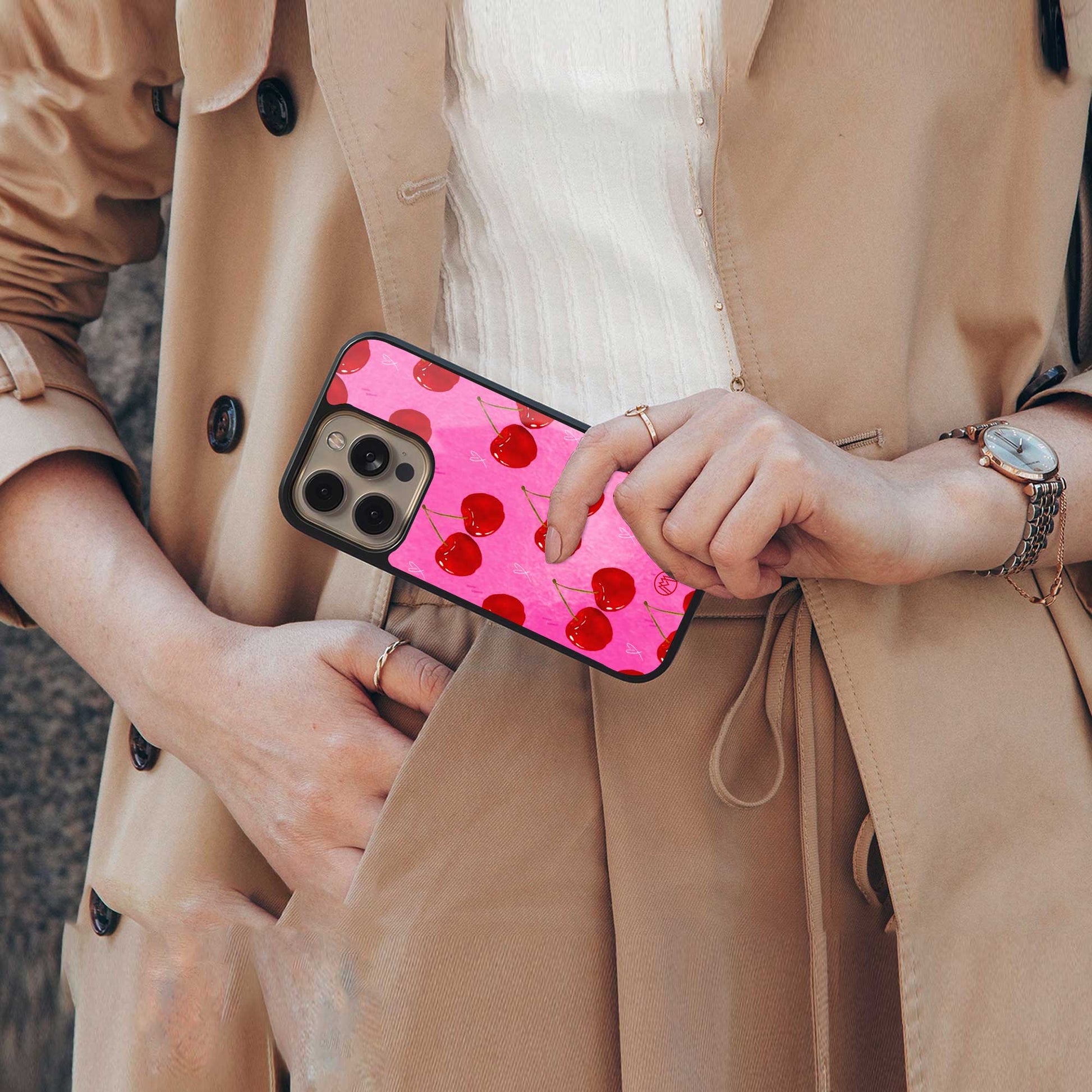 berry blush back phone cover | glass case for iphone 13 mini