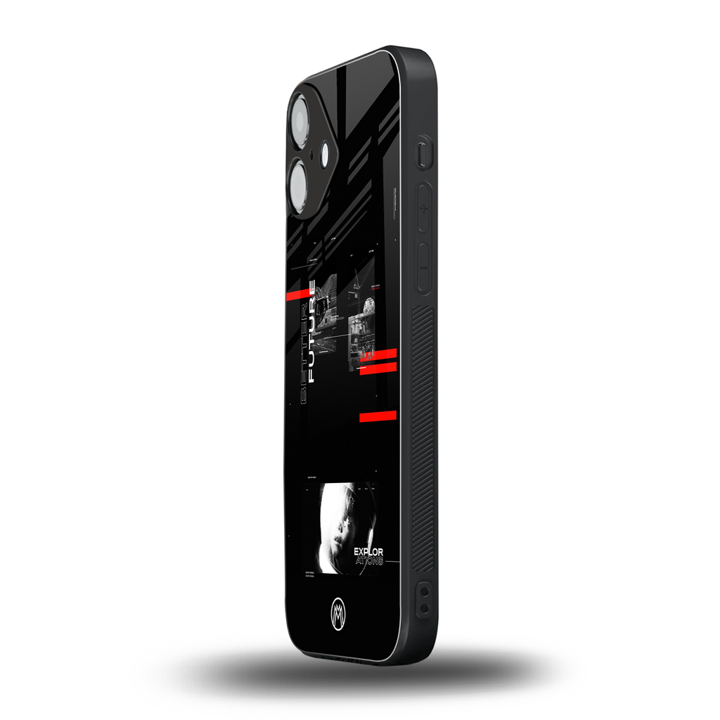 better future dark aesthetic back phone cover | glass case for iphone 16 plus