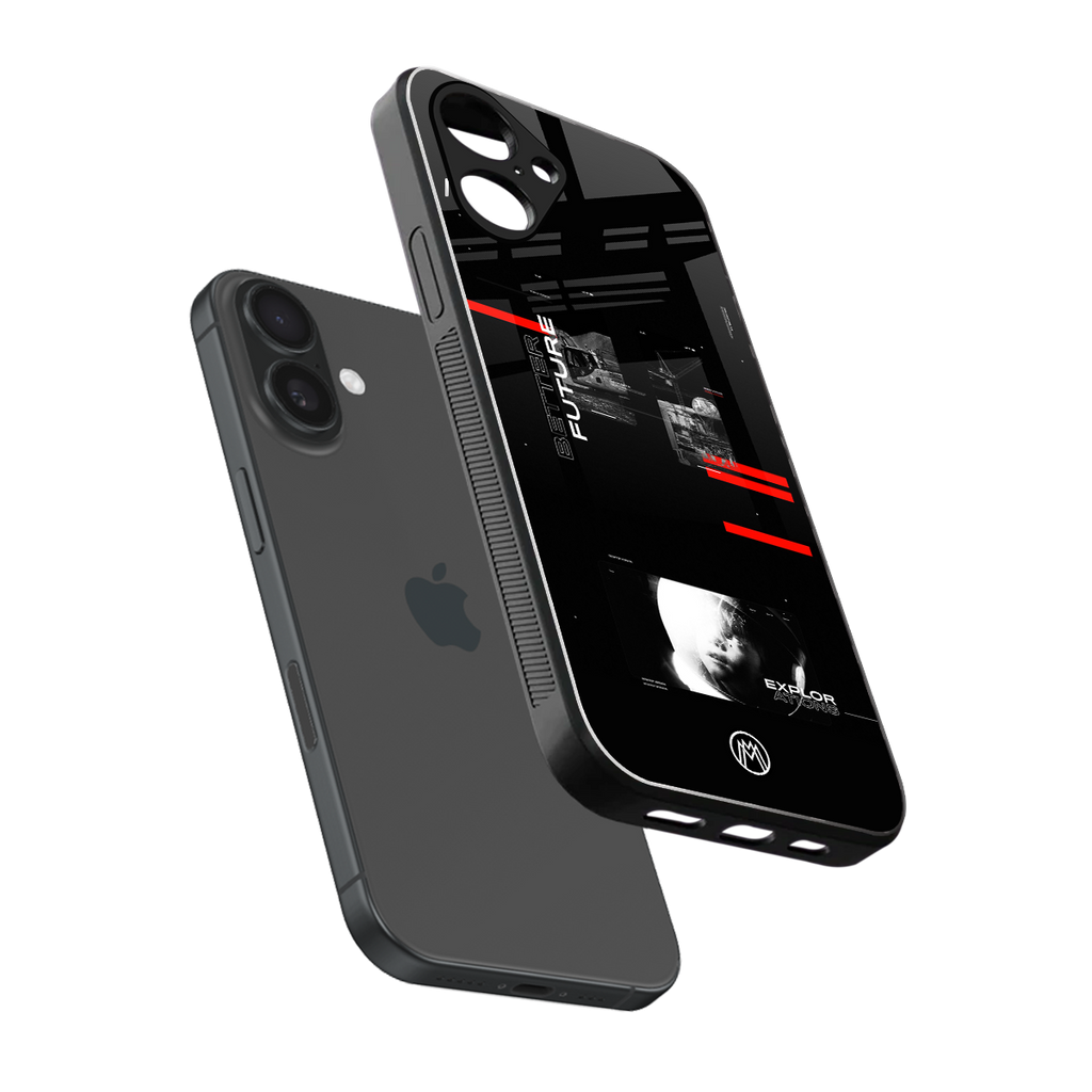 better future dark aesthetic back phone cover | glass case for iphone 16