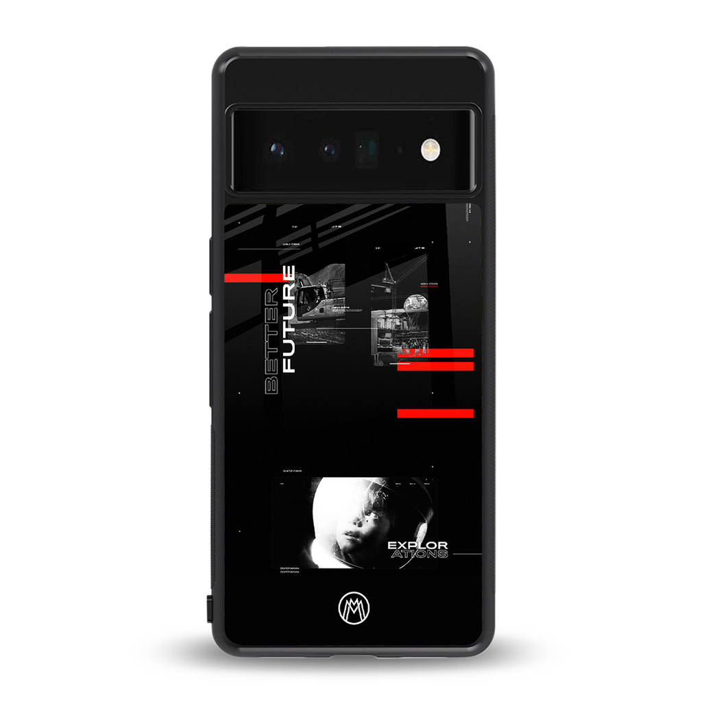 better future dark aesthetic back phone cover | glass case for google pixel 6 pro