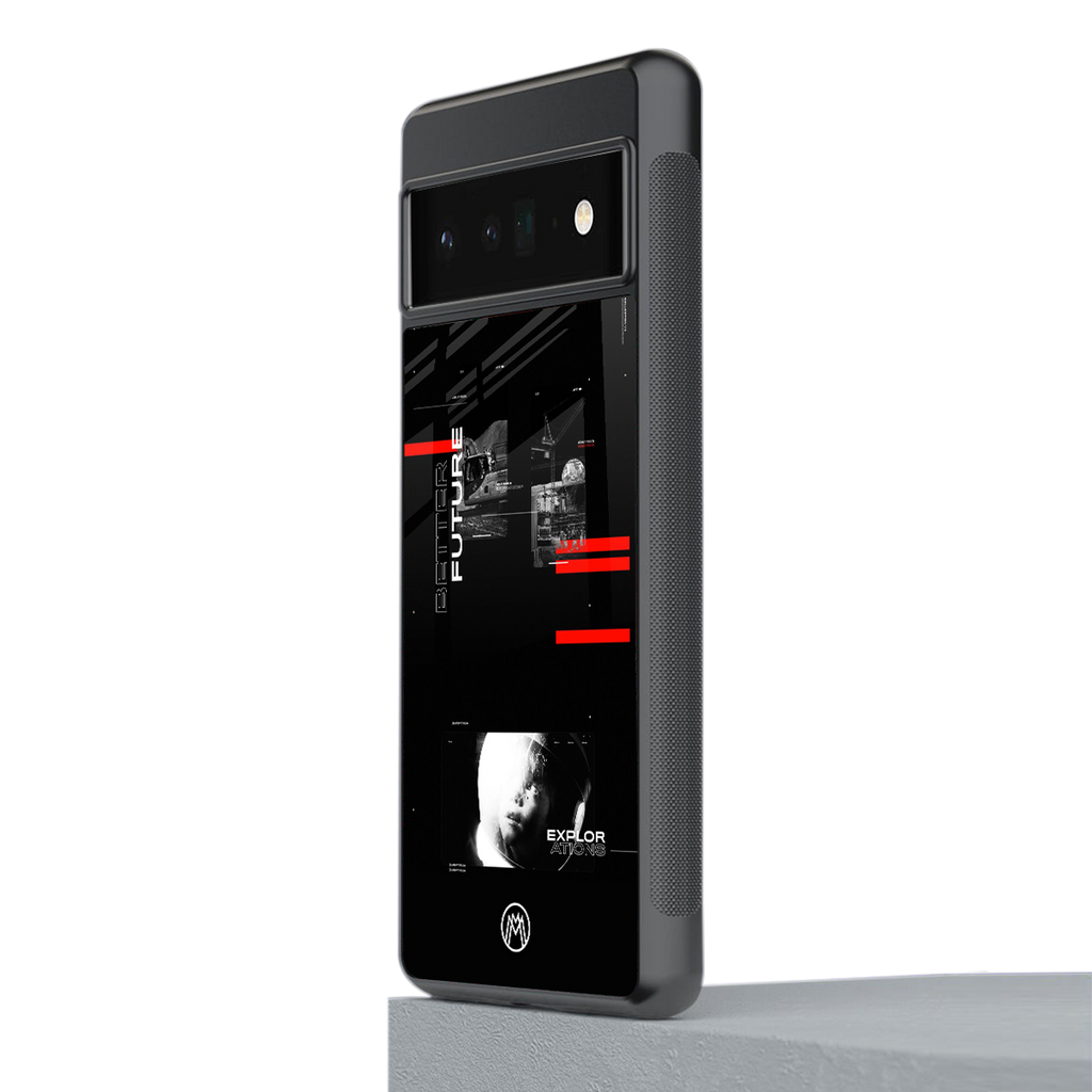 better future dark aesthetic back phone cover | glass case for google pixel 6 pro