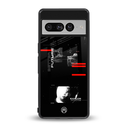 better future dark aesthetic back phone cover | glass case for google pixel 7 pro