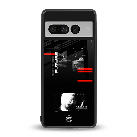 better future dark aesthetic back phone cover | glass case for google pixel 7 pro