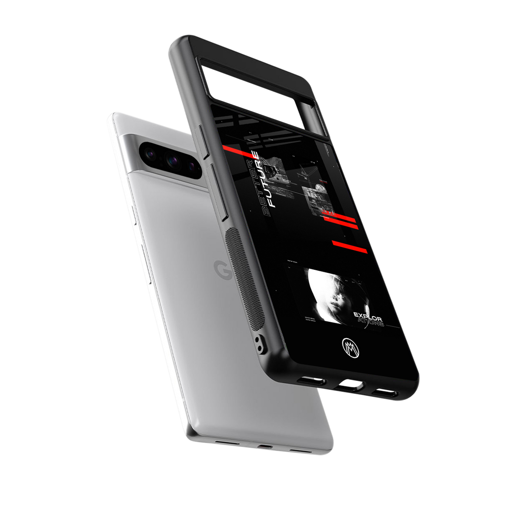 better future dark aesthetic back phone cover | glass case for google pixel 8 pro