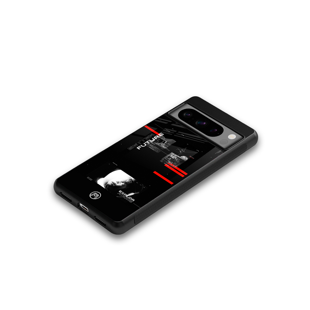 better future dark aesthetic back phone cover | glass case for google pixel 8 pro