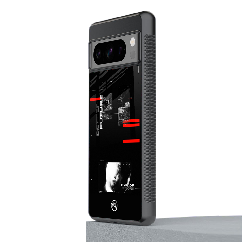 better future dark aesthetic back phone cover | glass case for google pixel 8 pro