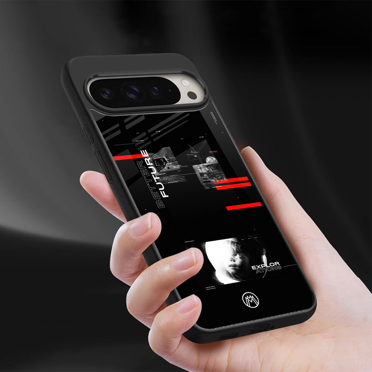 better future dark aesthetic back phone cover | glass case for google pixel 9 pro xl